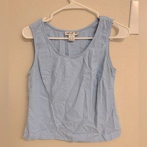 Icy blue tank top, non-stretch, but good quality material